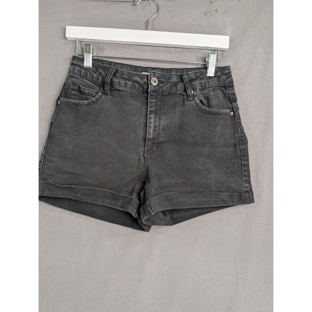 Wax Jean Butt I Love You Black Denim Cuffed Shorts 90232 Size Large